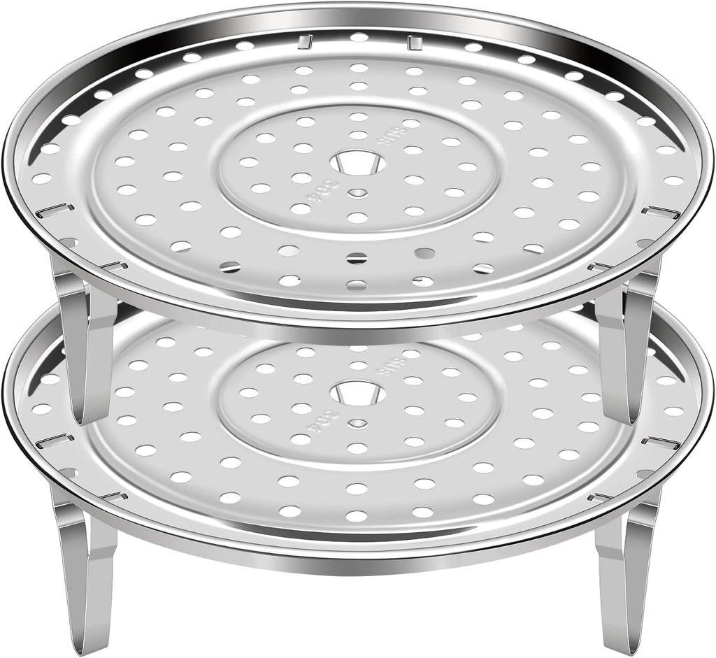 Mini Skater 2 Pack Thicken Stainless Steel Steamer Rack Insert Stock Pot Steaming Tray Stand Cookware Tool bread Tray Kitchenware Cooking Tools (8.5inch)