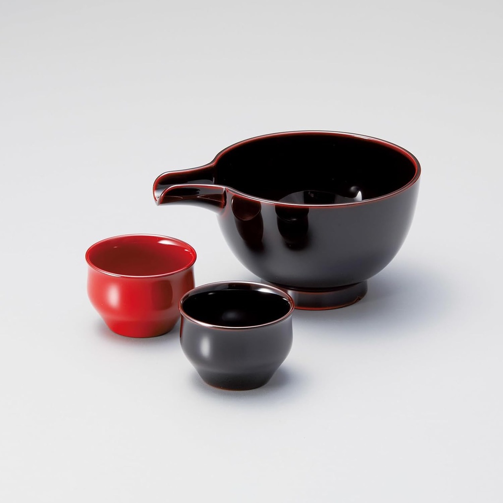 sake bottle and a sake cup Brown Japanese lacquerware