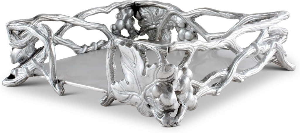 Arthur Court Grape Paper Napkin Holder Box for Kitchen Countertops, Dinner, Bar, Picnic Tables - Outdoor Use, Organization for Luncheon Sizes - Durable Metal 7.25 inch Square 2 inch Tall