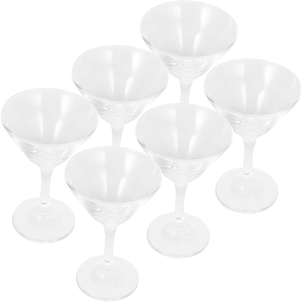 6pcs Elegant Glass Martini Goblets Multi-purpose Cocktail Glasses for Party