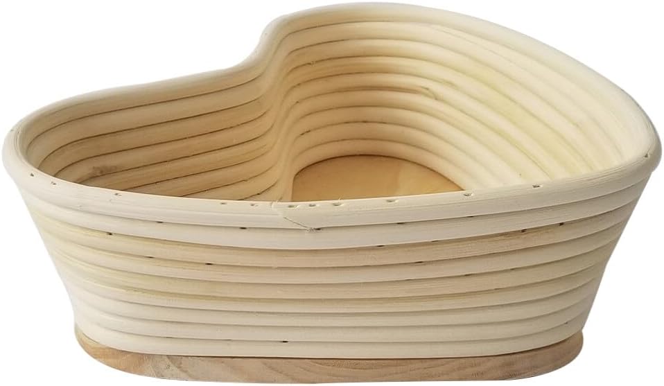 Alipis Natural Vine Sourdough Bread Box Heart Shape Proofing Basket for Banneton Non-stick Rolling Pin for Dough (18x15.5cm)