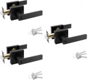 3Pack Entry Door Handle with Lock and Keys,Exterior Front Door Lever,[Keyed Alike] Same Keys Reversible Lever for Right & Left Side,Ideal for Interior Door Entrance and Bedrooms(Matte Black)