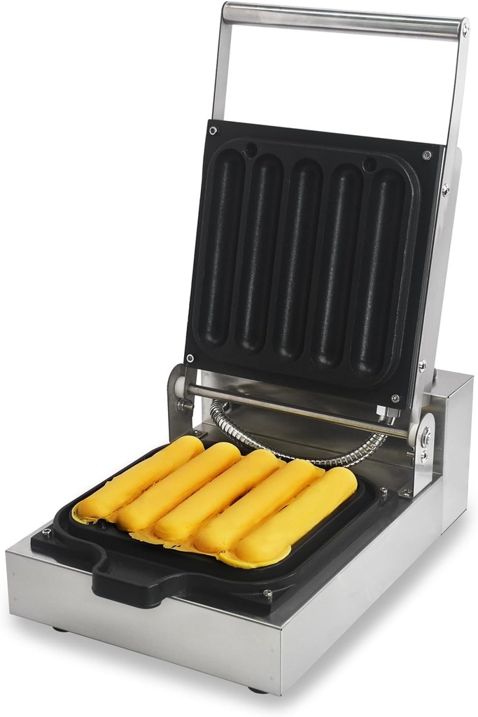 1300W Hot Dog Waffle Maker,Commercial Electric Corn Dog Waffle Maker,5 Slice Lolly Stick Waffle Machine,Non-Stick,Stainless Steel Snack Machine for Restaurant Bakeries Bar Family