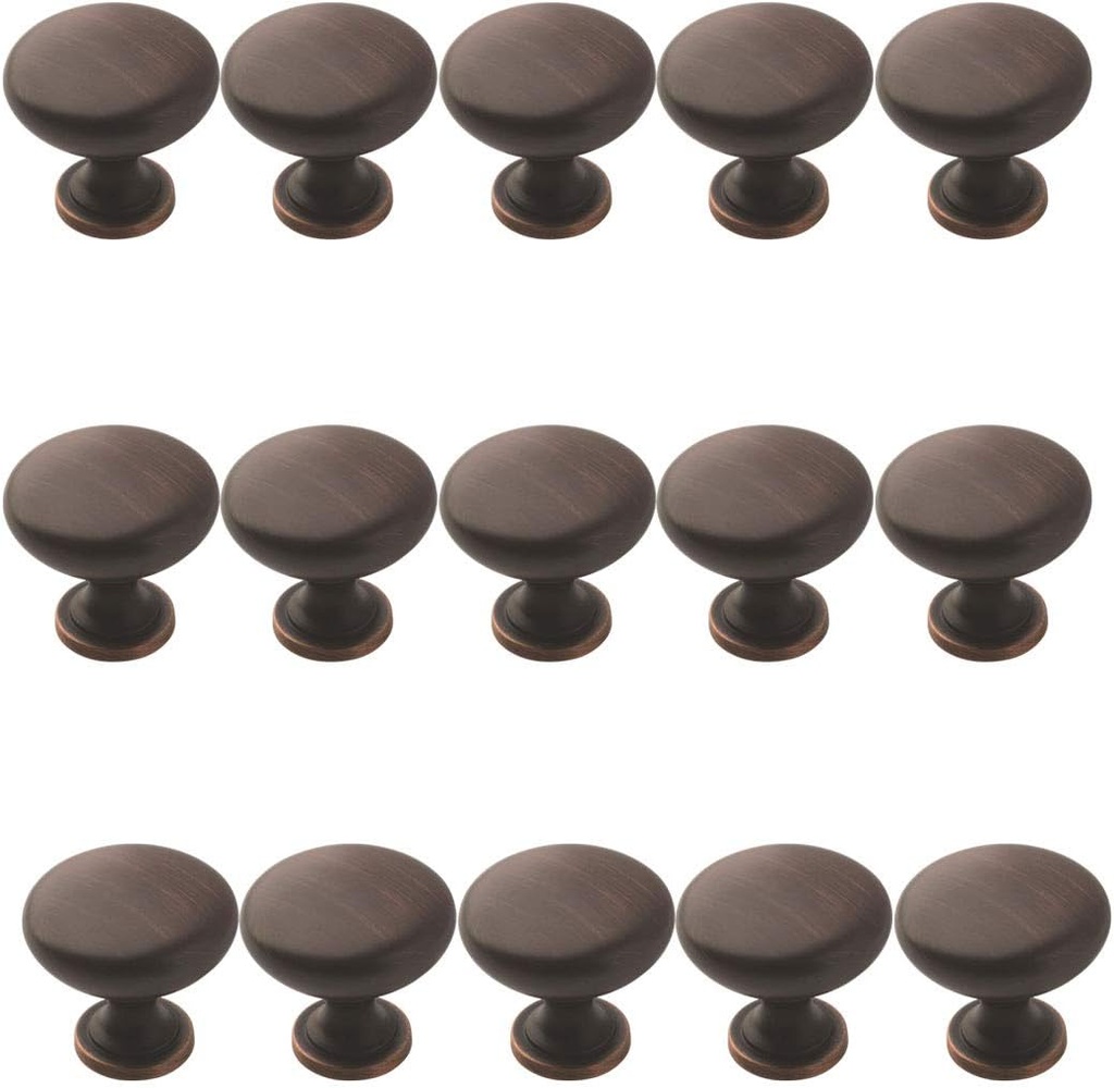 Litepak Cabinet Knob Mushroom Kitchen Furniture Handle Cupboard Door Pull 1.18", 30mm w/Screws (15-Pack, Oil Rubbed Bronze)