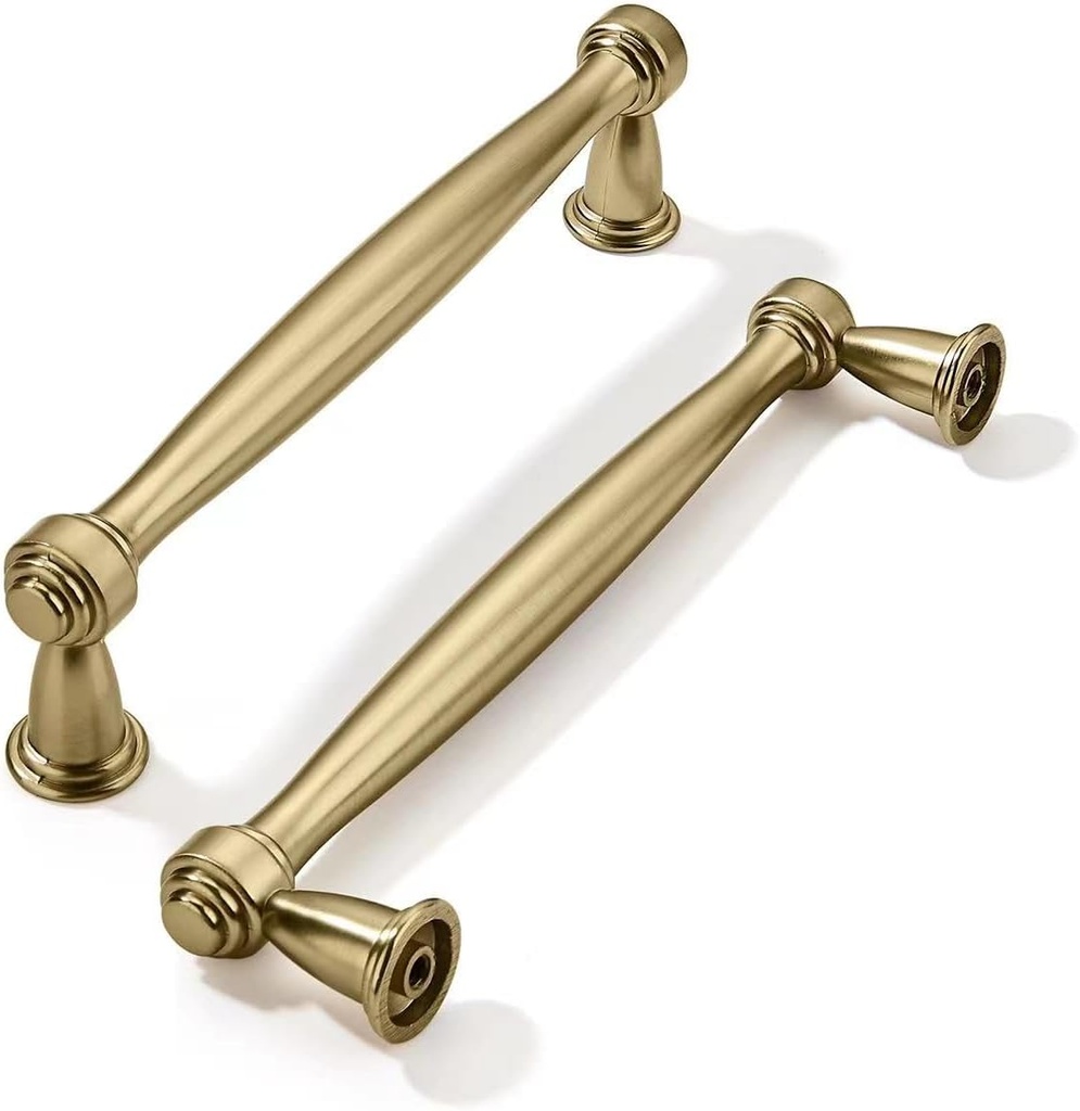 khtumeware 6 Pack 3-3/4 Inch(96mm) Brushed Brass Cabinet Pulls Satin Brass Kitchen Cabinet Handles Gold Kitchen Cabinet Hardware for Cupboard Drawer Handles Dresser Pulls