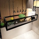 Ceiling Hanging Mounted Wine Racks Bar Storage Holder Kitchen Pot Pan Floating Shelving Cookware Shelf Flower Stand for Cellar Garage Restaurant Display Frame (Size : 140x25x15cm)