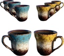 3oz Ceramic Espresso Cups Set of 8, Espresso Demitasse Cup Shot Mugs with Handle, Demitasse Cups Great for Double Coffee Machine Maker and Tea (Mix color)