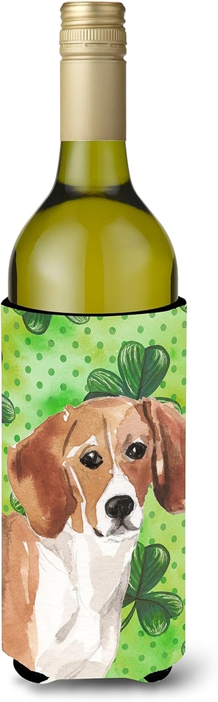 Caroline's Treasures BB9544LITERK Beagle St. Patrick's Wine Bottle Hugger Bottle Cooler Sleeve Hugger Machine Washable Collapsible Insulator Beverage Insulated Holder