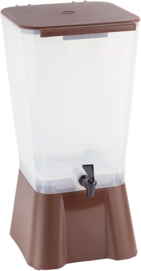 TableCraft 1054 Brown & White 5 Gallon Plastic Beverage Dispenser