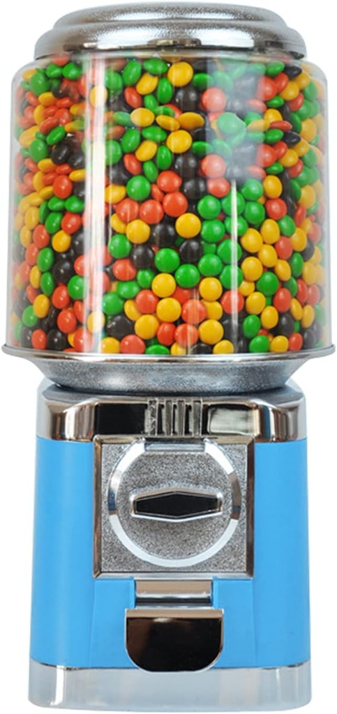 Vending Machine, Commercial Vending Machine, Candy Dispenser, Mini Vending Machines, Coin Operated Gumball Bank for Toy Capsules Bouncy Balls Candy Nut (Blue)