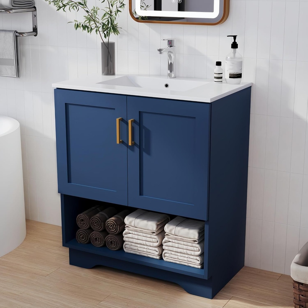 24/30/36 Inch Bathroom Vanities - Easy-to-Install Bathroom Vanities - Modern-Style Vanities with Sink - Bathroom Storage Cabinets, Suitable for Homes & Apartments & Bathrooms & Patios (Blue)