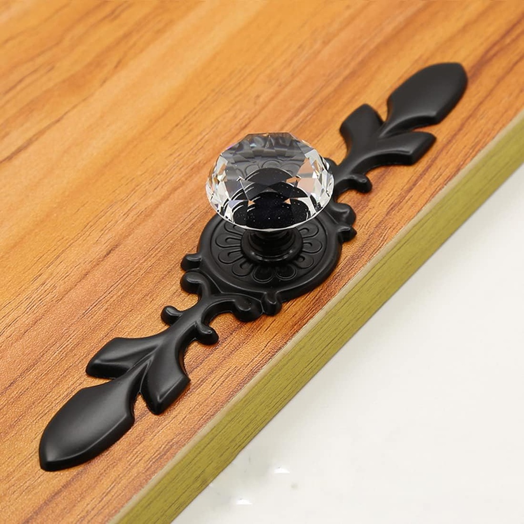 HUAMULAN 8 Pack Knobs,Vintage Dresser Kitchen Cabinet Pulls Zinc Alloy Base Backplate Cupboard Wardrobe Drawer Door Handles,Black Base