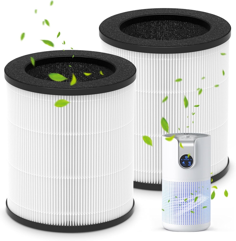 2 Pack M03 Replacement Filter Only Compatible with MOOKA M03 & B-D03 Air Purifier, Efficient Air Filter, 3-in-1 Pre-Filter, HEPA Filter, High-Efficiency Activated Carbon Filter Filtration System