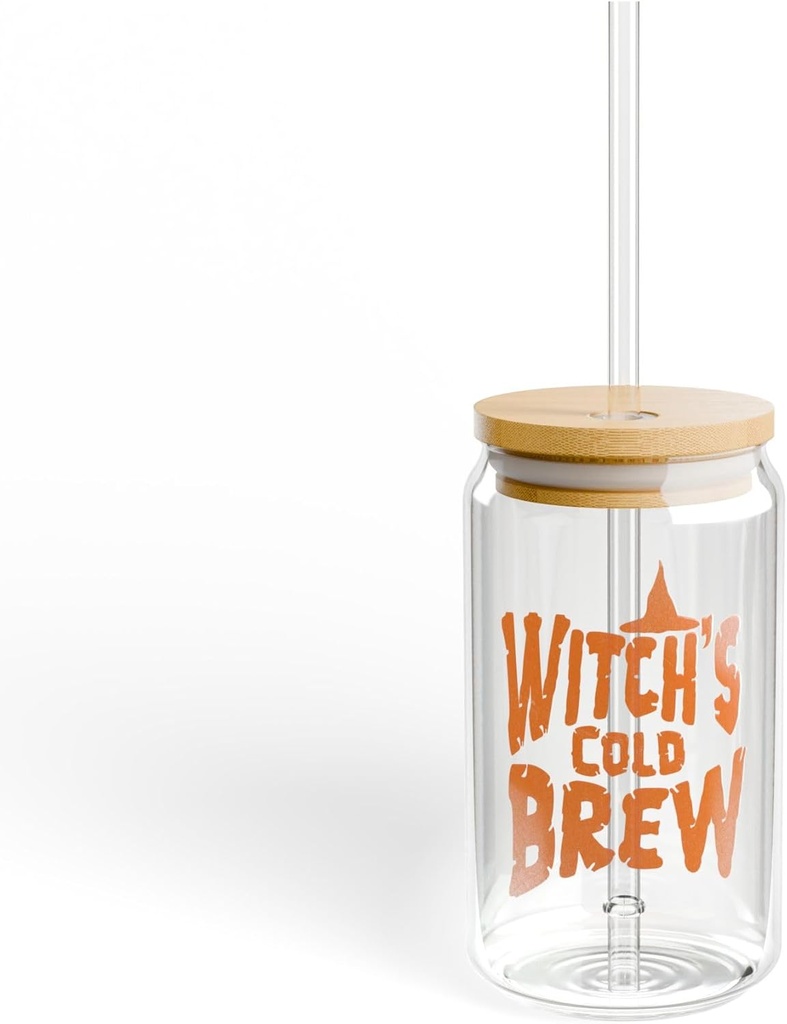 Witch's Cold Brew Sipper Glass, 16oz | Glass Drinkware, Witchy Kitchen Decor, Halloween Mug, Unique Gift for Witches