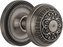 Nostalgic Warehouse Rope Rosette with Egg & Dart Knob, Privacy - 2.375", Antique Pewter