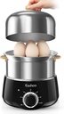 Hard Boiled Egg Cooker - CACHOO 14-Egg Rapid Stainless Steel Egg Boiler with 30-Min Timer & Auto Shut Off, Compact Electric Vegetable Steamer for Cooking, Dishwasher Safe, Black