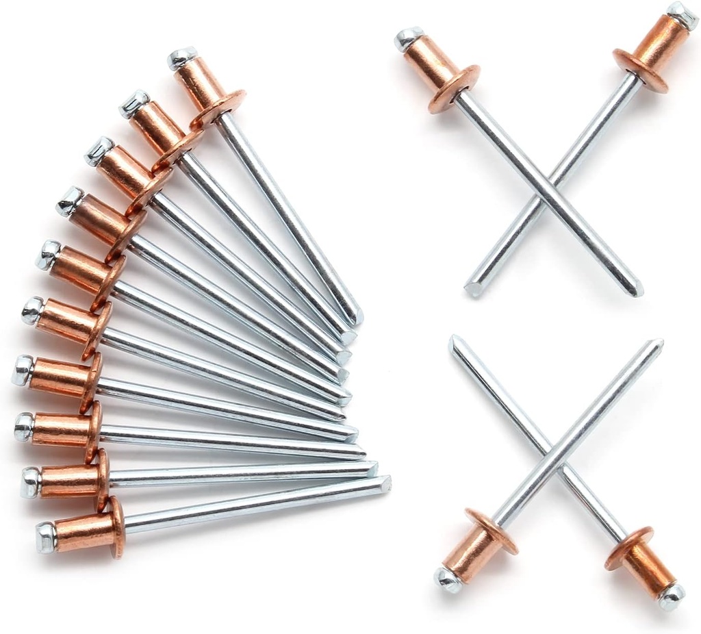 1/8" x 1/4" Red Copper Pop Rivets Assortment - 60Pcs, Aluminum Rivets Metal Blind Rivets Kayak Rivets Tool Marine rivet fasteners for Boat