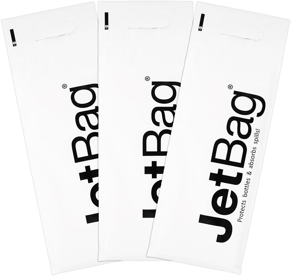 Jet Bag Mono - (Set of 3) The Original Reusable, Protective and Absorbent Bottle Bags for Wine, Growlers or other Liquids Made in the USA!,White