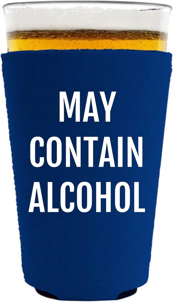 May Contain Alcohol Pint Glass Coolie (Royal Blue)