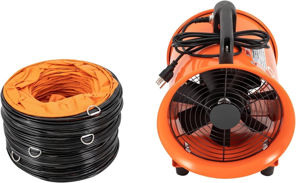 Utility Blower Fan 10 Inch Portable Ventilator High Velocity Utility Blower Mighty Mini Low Noise with 10M Duct Hose for Homes, Factories, Warehouses, Kitchens, Offices (10 Inch with 10M Duct Hose)