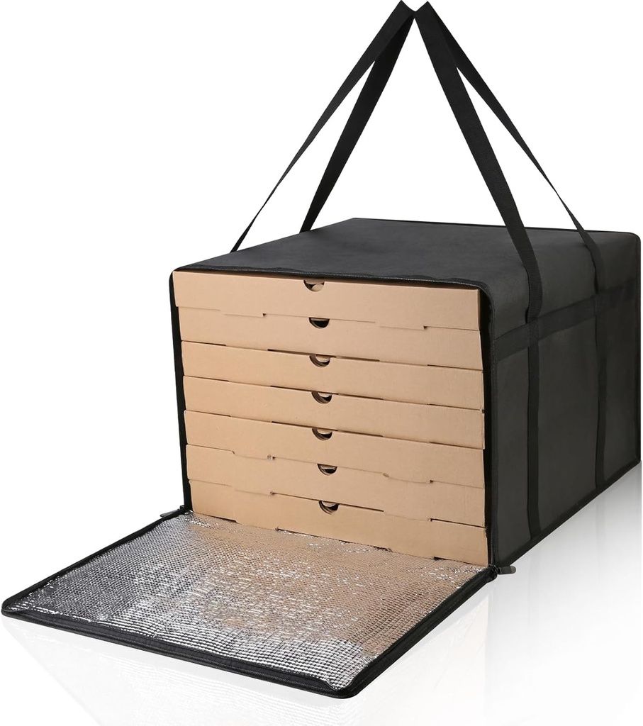 Bodaon Insulated Pizza Delivery Bag, 24" x 24" x 14" Pizza Warmer Bags for Carry Hot, Doordash Bag, Food Warmers for Parties, Pizza Pack Insulation, Pizza Carrier for Door Dash/Grubhub, Black, 1-Pack