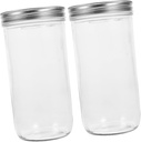 PRETYZOOM 2pcs Glass Storage Tank Lids Wide Mouth Mason Jars for Flour Sugar Honey Dispensers