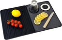 Bar Mat, Bar Accessories, Multifunctional Folding Cocktail Mat with Cutting Board, 18" X 12"(Black) Drying Mats,Bar Mat for Countertop,Bar Decorations for Home, Outdoor Bar Accessories,Travel