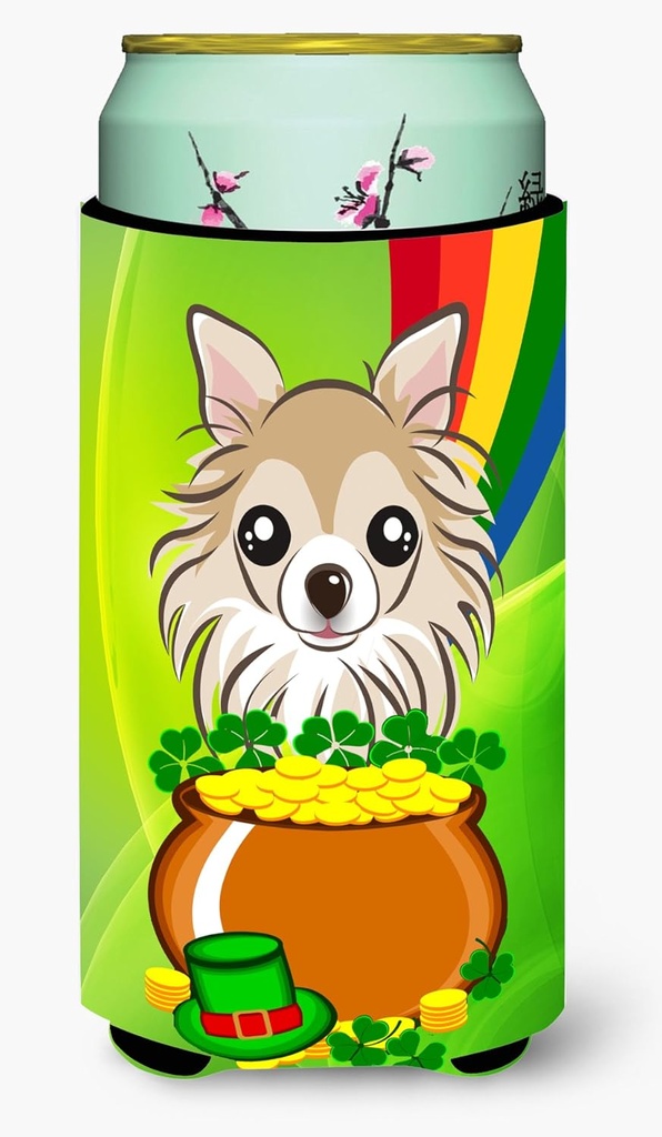 Caroline's Treasures BB1995TBC Chihuahua St. Patrick's Day Tall Boy Hugger Can Cooler Sleeve Hugger Machine Washable Drink Sleeve Hugger Collapsible Insulator Beverage Insulated Holder