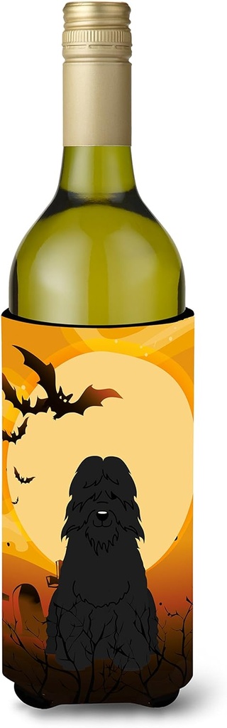 Caroline's Treasures BB4340LITERK Halloween Bouvier des Flandres Wine Bottle Hugger Bottle Cooler Sleeve Hugger Machine Washable Collapsible Insulator Beverage Insulated Holder