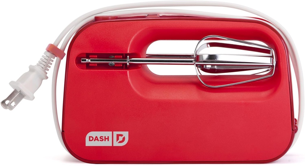 Dash SmartStore™ Compact Hand Mixer Electric for Whipping + Mixing Cookies, Brownies, Cakes, Dough, Batters, Meringues & More, 3 Speed, 150-Watt - Red