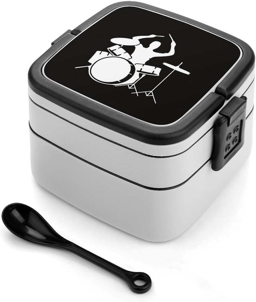 Drummer Bento Box Sealed Leakproof Double Layer Lunch Box Portable Bento Boxes With Handle For Office Camping Travel
