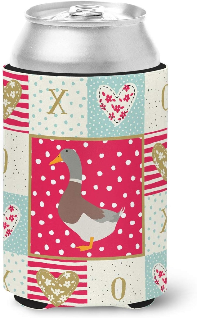Caroline's Treasures CK5290CC Saxony Sachsenente Duck Love Can or Bottle Hugger, Red Cooler Washable Drink Sleeve Collapsible Beverage Insulated Holder, Can Hugger, Multicolor