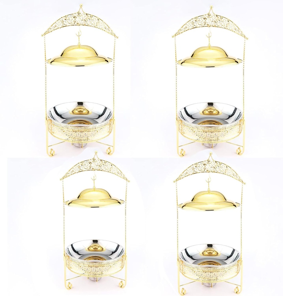 Buffet Food Warmer Set - Stainless Steel Frying Pan with Hanging Lid for Buffet, Buffet Utensils and Warmer Equipment, Stainless Steel Buffet Crock Pot, Buffet Tea Tray Set(Size:4.5L,Color:Gold)