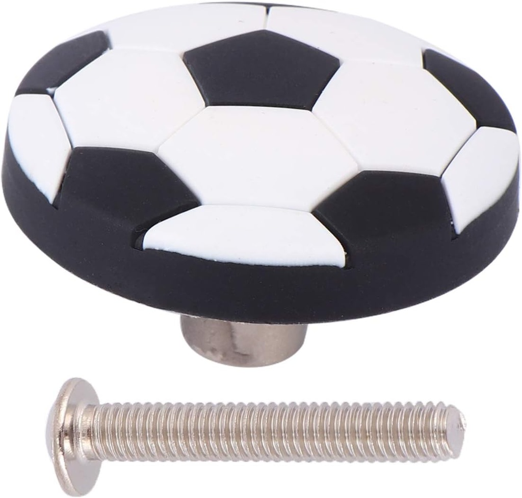 4 Pcs Drawer Handle Wooden Knobs Vanity Stool Knobs for Cabinets Soccer Cabinet Childproof Door Knob Cover Soccer Balls for Kids Wardrobe Single Hole Small Handle
