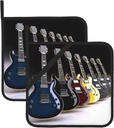 Electric Guitar Pot Holders Sets of 2 Heat Resistant Non Slip Cotton Potholers Kitchen Oven Hot Pads for Cooking Baking BBQ