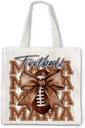 Coquette Bow Football Mama Canvas Tote Bag, Football Mom fans lovers Gifts for Women