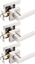 Probrico Heavy Duty Square Passage Door Levers Set for Hall or Closet, Satin Nickel Interior Door Handles, 3 Pack