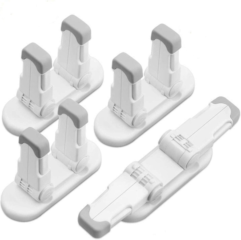 4-Pack Improved Childproof Door Lever Lock Prevents Toddlers From Opening Doors. Durable ABS with 3M Adhesive Backing.Easy One Hand Operation for Adults.Simple Install, No Tools Needed (4 white pack)