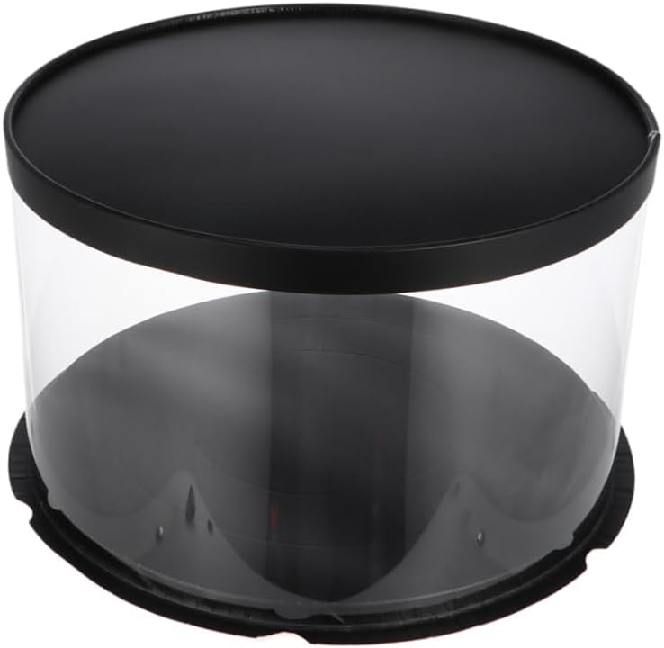Mikinona Plastic Round Cake Box Packaging for Bakery and Home Use for Desserts Parties and Special Occasions Black Single-layer Design