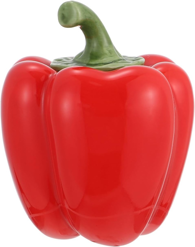 Hemoton Red Chili Shaped Ceramic Tea Storage Jar with Airtight Lid,Porcelain Condiment Container,Ceramic Seasoning Pot Mini Red Pepper Canister for Kitchen Spices, Sugar, Salt, and More