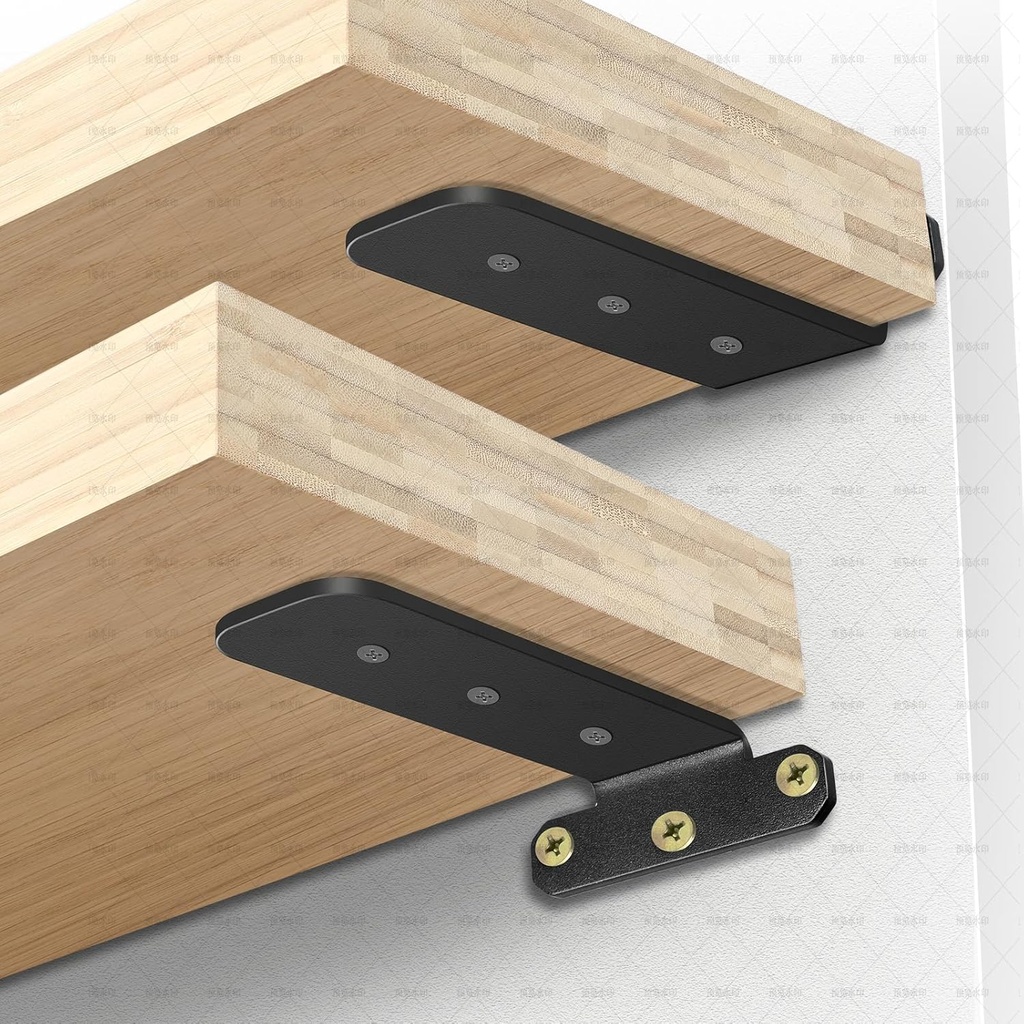 Shelf Bracket, Floating Shelf Brackets, 4pack Heavy Duty 6 inch Long for Shelves, Rustic Industrial Black Metal Wall Hidden Shelves Hardware