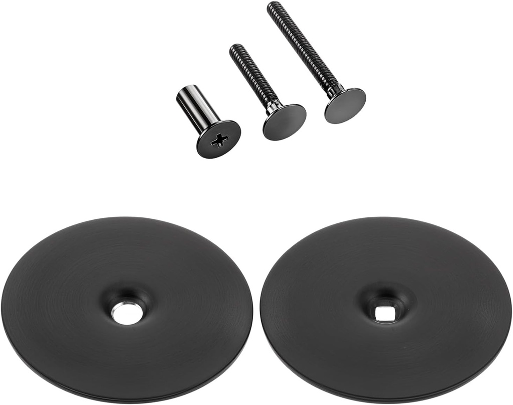 Door Knob Hole Cover, 2.64 Inch Deadbolt Cover Plate Round Filler Plate with Screw for Home Security(Black)