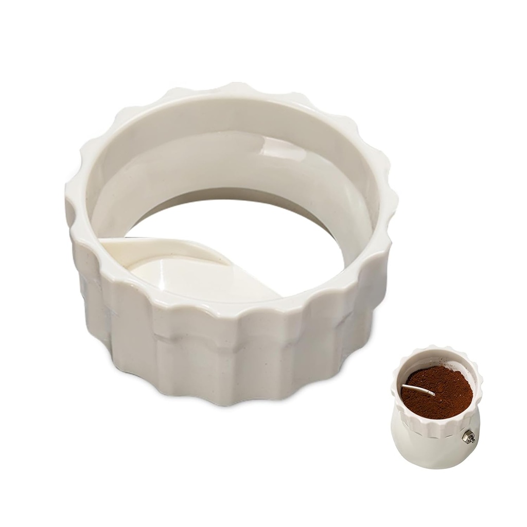 Bincoo Coffee Maker Dosing Funnel 54mm for Moka Pot-Coffee Powder Filler Funnel,Anti-Flying Powder Distribution Tool for 2-3 Espresso Cup Moka Pot(Beige-S 54mm)