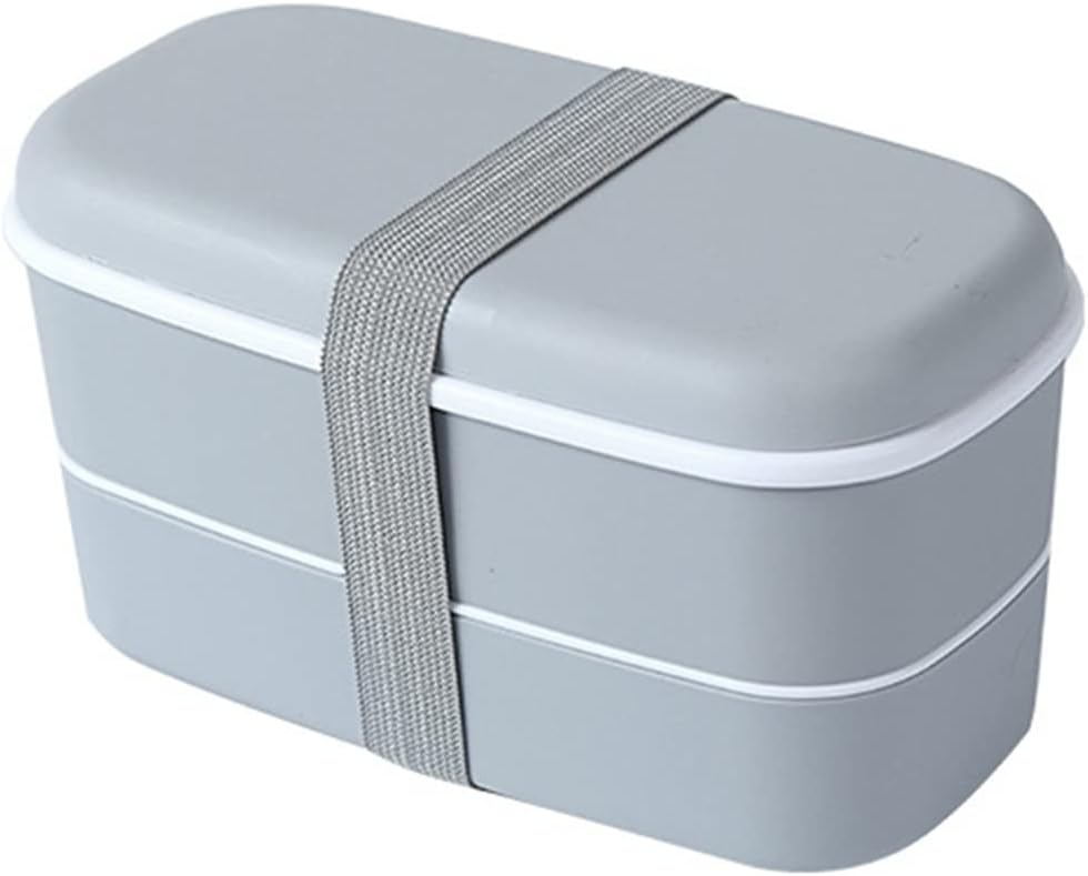 2-in-1 Compartment Bento Adults Lunch Box, Stackable Bento Box, Leakproof Eco-Friendly Bento Lunch Box Meal Prep Containers,Grey