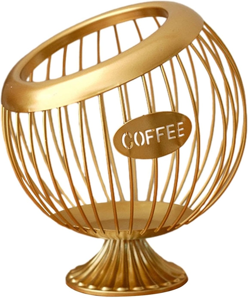 Coffee Pod Basket, Coffee Pod Storage Organizer, Modern Coffee Capsule Holder Coffee Pod Holder, for Countertop Coffee Bar, Gold