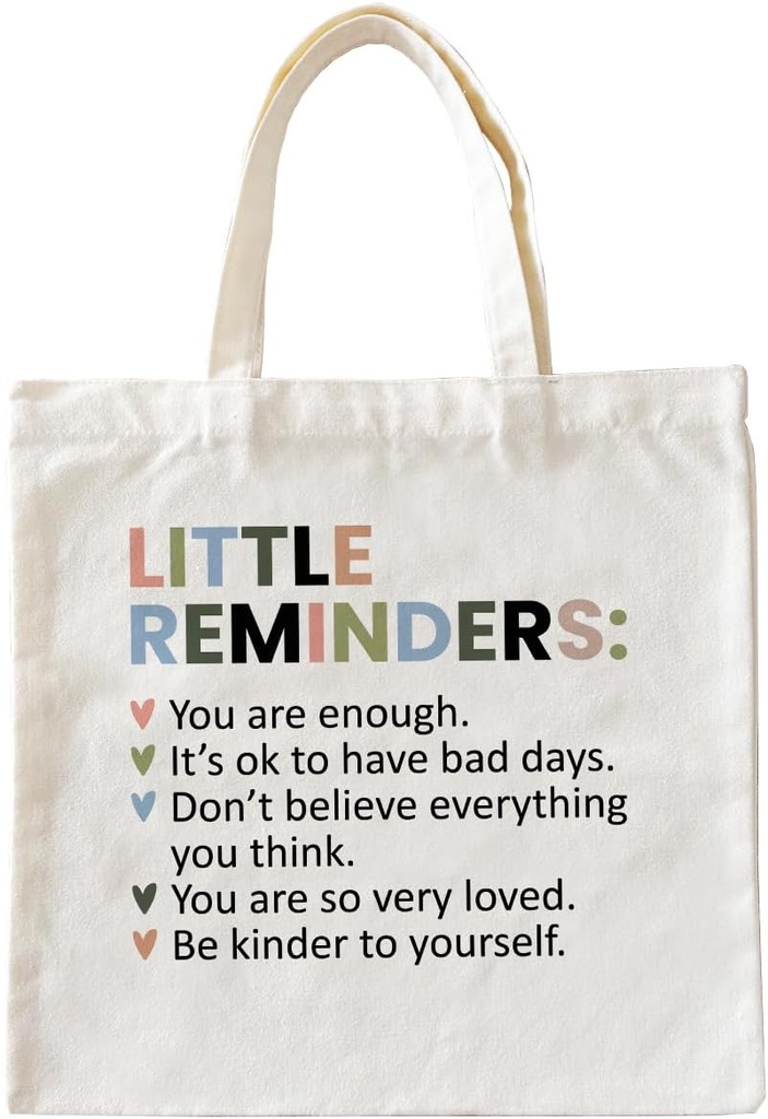 Canvas Tote Bag Aesthetic for Women, Inspirational Motivational Gifts, Little Reminders You are Enough, Reusable Grocery Bag, Shopping Bag, Christmas Gifts for Women