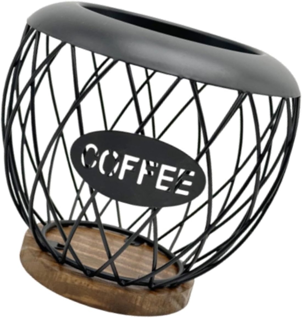 Coffee Pod Holder Storage Container Bar Accessories with Wood Base Espresso Capsules Holder Organizer Cup for, Black