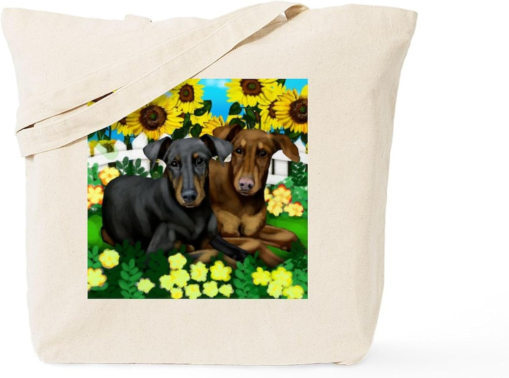 CafePress Doberman 2 Tote Bag Reusable Natural Beige Canvas Shopping Bag