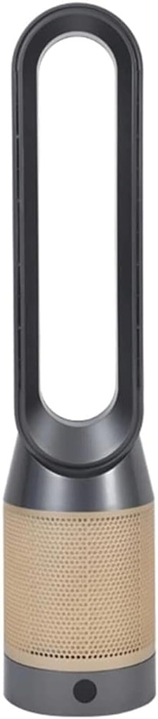 Bladeless Tower Fan, Dual Cooling & Heating Air Conditioner 80° Oscillating Vertical Fan with Remote Control, Quiet Operation, Gris-Gold