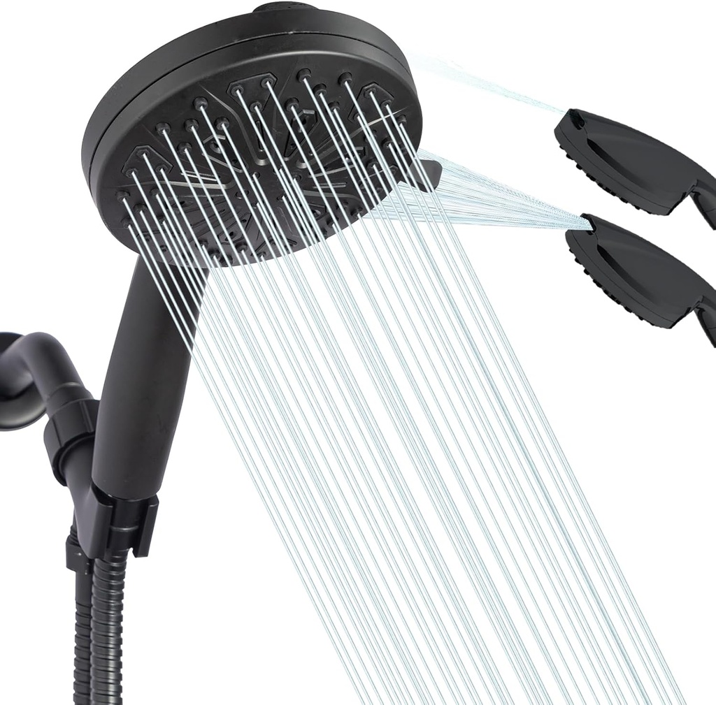Portable Shower Head with Handheld, High Pressure Shower Heads with 10 Spray modes,Built-in 2 Power Wash to Clean Tub, Tile & Pets,Showerhead with Anti-clog Nozzles&Long Hose